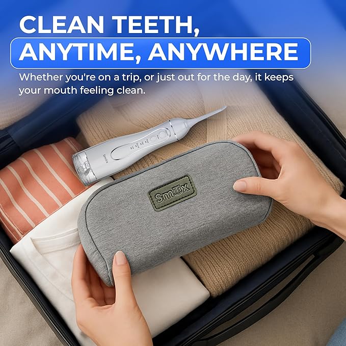 Smilix Water Flosser, 4-Mode Cordless Oral Irrigator – 300ML, USB-C, Waterproof (IPX7), 5 Jet Tips, Travel Case – Powerful Deep Cleaning for Teeth & Gums