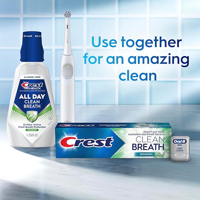 Crest Toothpaste Clean Breath Spearmint 4.6oz – Neutralizes Bad Breath, Antibacterial Protection, Fights Cavities, Freshens Breath, Gently Whitens