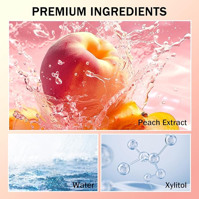 40PCS Peach Oral Care Travel Mouthwash,Fresh Breath Travel Size Mouthwash,Individually Wrapped Mini Mouth Wash,Refreshing Oral Mouth Rinse,Oral Cleaning Mouth Wash for Adults