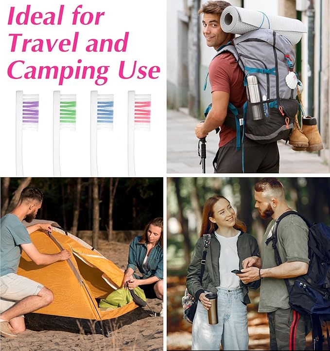 4 Pcs Travel Toothbrushes, Foldable Toothbrush for Adults & Kids, Compact Folding Design with Soft Bristles, Portable for Camping, Hiking & On-The-Go (4 Colors)