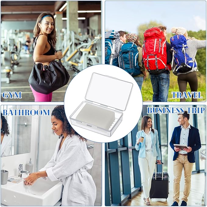 50 Pcs Travel Soap Container Portable Plastic Soap Boxes Bulk with Lid Homeless Donations Bulk Gym Shower Tour Groups Hotel Outdoor Camping (White)