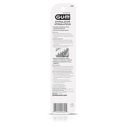 GUM Stimulator Permanent Handle - 1 Rubber Tip Included - Long Handled Massager for gums - Remove Plaque & Promote Gum Health, 1ct (6pk)