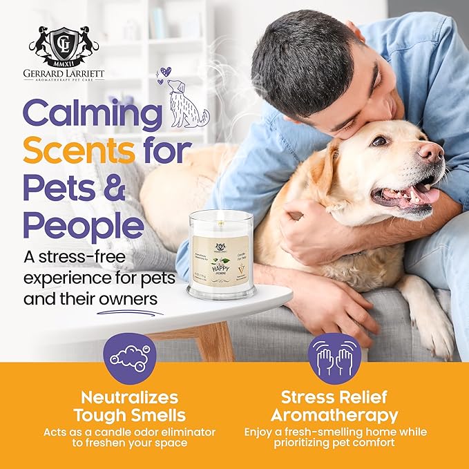Pet Odor Eliminator Candle Happy Jasmine Scented Candle, Calming Candles Aromatherapy for Home Decor, Soy Wax Pet Candles Odor Eliminator for Animal Lover, Aromatherapy by Gerrard Larriett
