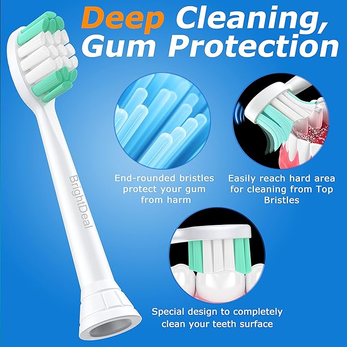 Replacement Toothbrush Heads for Philips Sonicare ProtectiveClean 4100 5100 6100 DailyClean DiamondClean EasyClean PowerUp Plaque Control C2 G2 HX6817/01 HX6857/11 White&Black, 4 Pack
