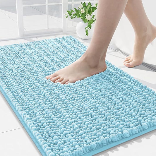 Arotive Luxury Chenille Bathroom Rug Mat, Extra Soft Thick Absorbent Shaggy Bath Rugs, Non-Slip Machine Wash Dry, Plush Bath Mats for Bathroom, Shower and Tub, 30x20, Blue