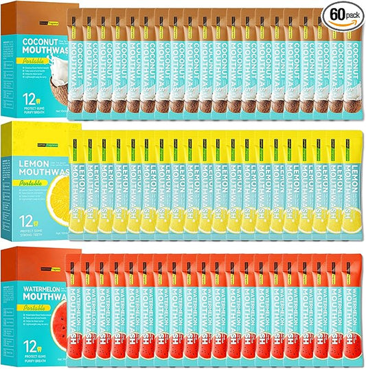 Travel Size Mouthwash,Mini Mouthwash Travel Size Bulk Portable Mouth Wash Set,Individual Small Travel Mouth Wash Packets for Fresh Breath(Pack of 60) K