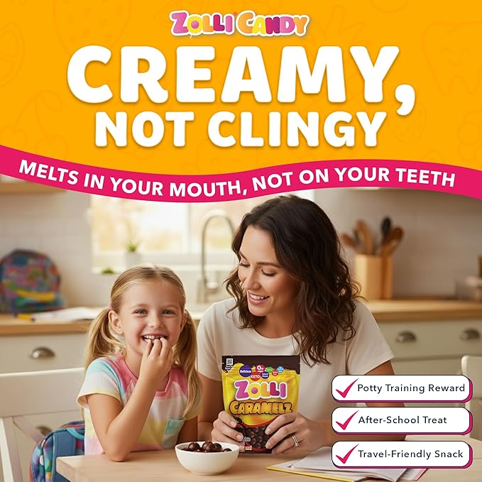 Zolli Caramelz in Dark Chocolate - Sugar-Free Candy, Keto & Diabetic-Friendly Healthy Candy, Dentist-Approved Treats for Kids, 3 oz