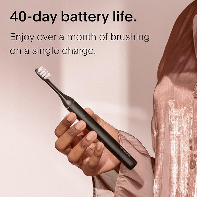 SURI 1.0 Sonic Electric Toothbrush | 1 Month+ Battery | Designed in California | Sustainable Electric Toothbrush for Adults | Travel Toothbrushes | Tooth Brush | Black