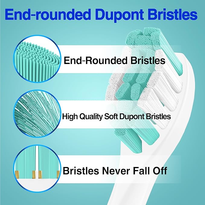 Fit for Philips Sonicare Replacement Heads, Toothbrush Replacement Brush Heads Compatible with Phillips Sonicare Click on Electric Toothbrush, 10 Pack