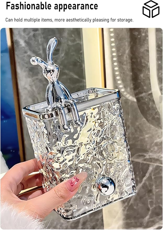Wall Mount Tooth Brush Holder for Bathroom，Crystal Toothbrush Holder Set，Hanging Clear Bathroom Organizers Storage