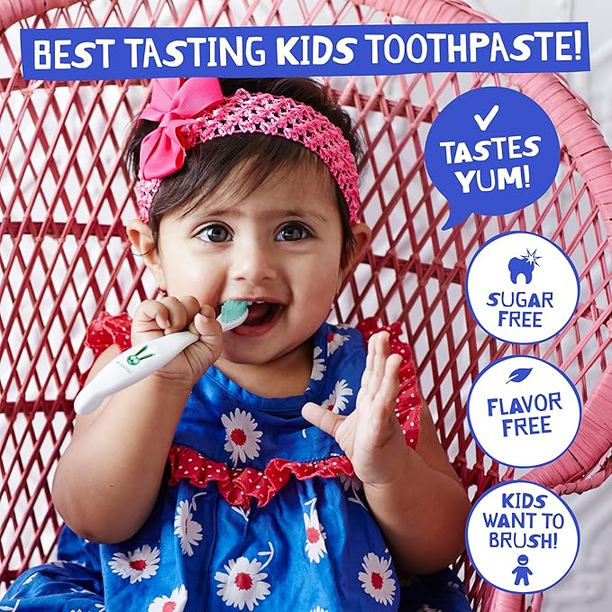 Jack N' Jill Natural Baby Toothpaste - Fluoride Free Training Toothpaste for Babies 6 Months and Up, Safe to Swallow, 40% Xylitol, BPA Free - 1.76 oz (Variety Pack of 3)