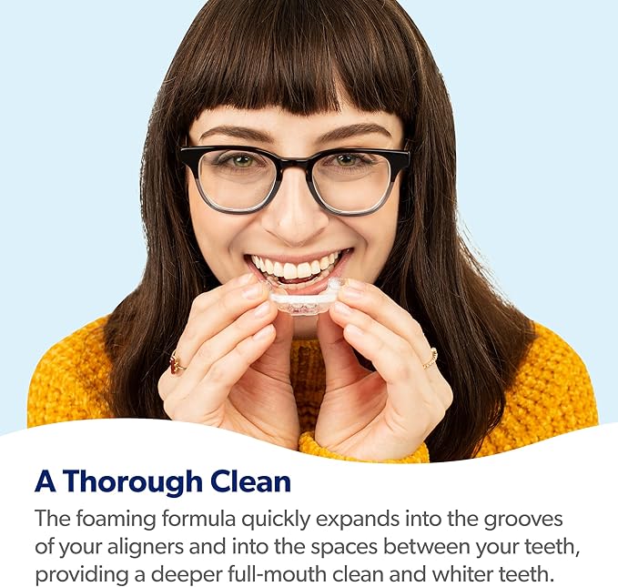 EverSmile AlignerFresh Extra Whitening Foam – Cleaner Compatible w/Invisalign and All Clear Aligners and Retainers – Eliminates Bacteria, Whitens Teeth, Fights Bad Breath – 50ml (2 Pack)
