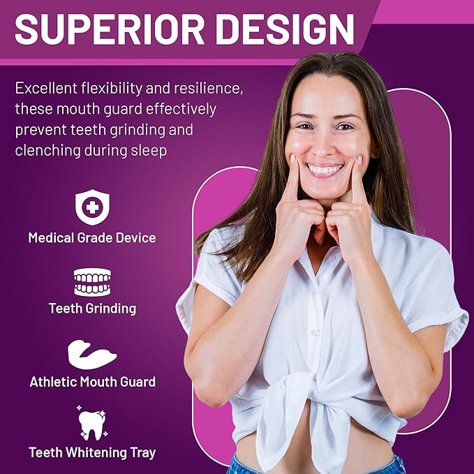 Comfortable Mouth Guard for Nighttime Use – Custom Fit Nighttime Oral Device – Multi-Use Teeth Protector for Comfort & Support – Men and Women - 8 Guards & 2 Sizes