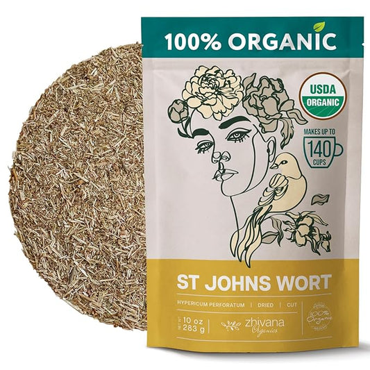 Organic St Johns Wort Tea (10 oz.) – 100% Pure Dried Saint John’s Wort Herb – Te de Hierba de San Juan Organica