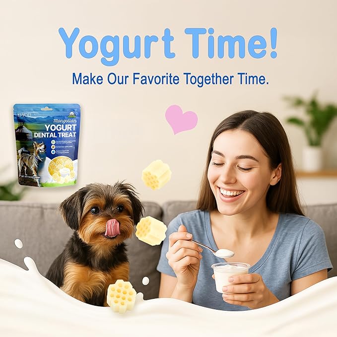 KI-You Mongolian Yogurt for Dogs – Probiotic & Prebiotic Rich for Gut Health, Soft Honeycomb Shape for Gentle Dental Care, for Sensitive Gums (Chew - Long Type)