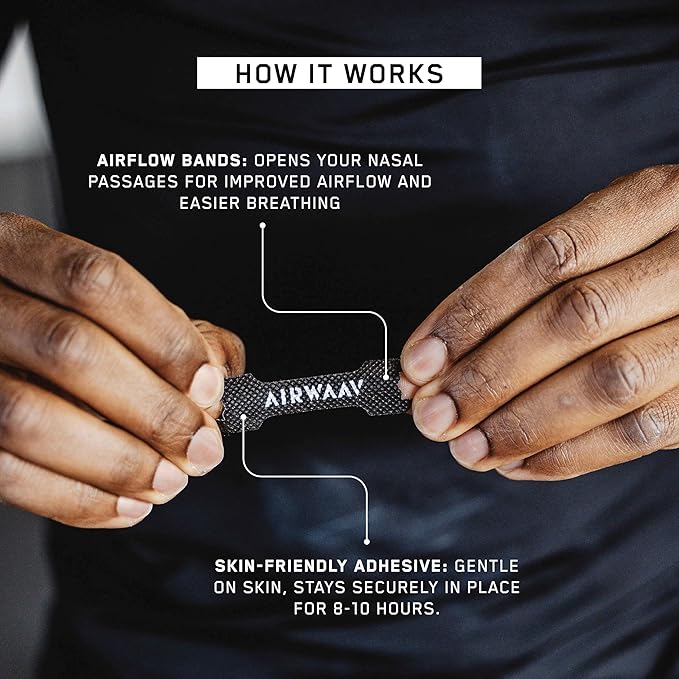 AIRWAAV Nasal Strips (90 Ct) - Nose Strips to Boost Oxygen Intake, Reduce Snoring, Improve Sleep Quality and Recovery - Extra Strength Snoring Solution - Breathe Better in Every Moment (Large)