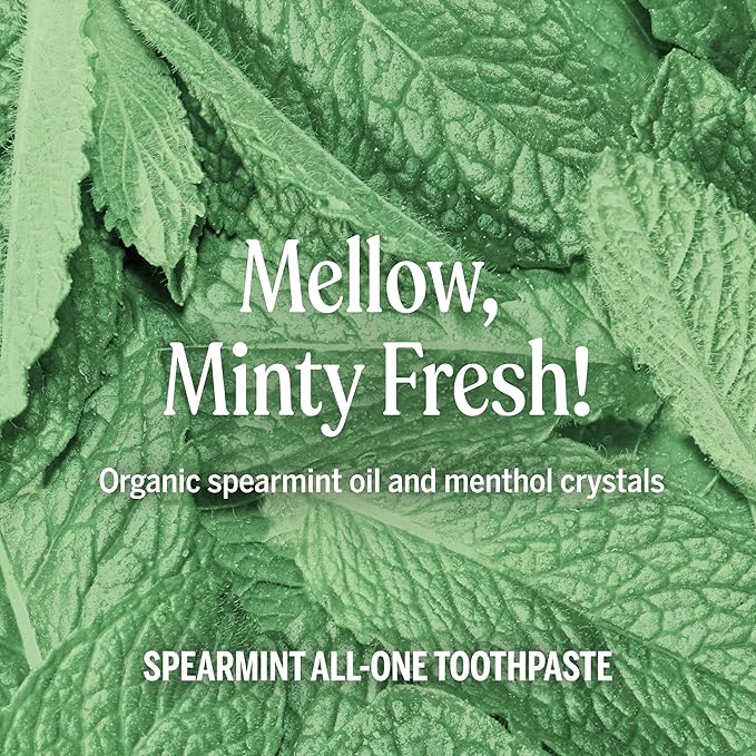 Dr. Bronner’s All-One Toothpaste Pack of 3– Spearmint, 5 oz– Fluoride-Free Toothpaste for Adults, SLS-Free, 70% Organic & Natural Ingredients, Vegan, Helps Freshen Breath & Reduce Plaque