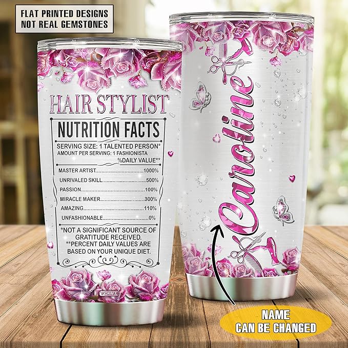 Personalized Tumbler Gifts For Hair Stylist Female 20oz Coffee Mug Travel Cup Gift For Women Wife Daughter Mom Insulated Stainless Steel With Lid Christmas Birthday Mothers Day Valentine