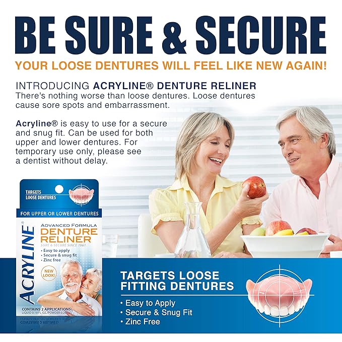 Advanced Formula Denture Reliner - Refit and Tighten Dentures/for Both Upper & Lower Dentures/Easy Application