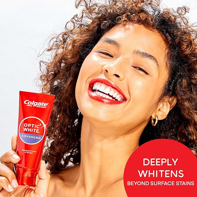 Colgate Optic White Advanced Hydrogen Peroxide Toothpaste Pack, Teeth Whitening Toothpaste, Enamel-Safe Hydrogen Peroxide Formula, Helps Remove Tea, Coffee, and Wine Stains, ICY Fresh, 2 Pack, 4.5 oz