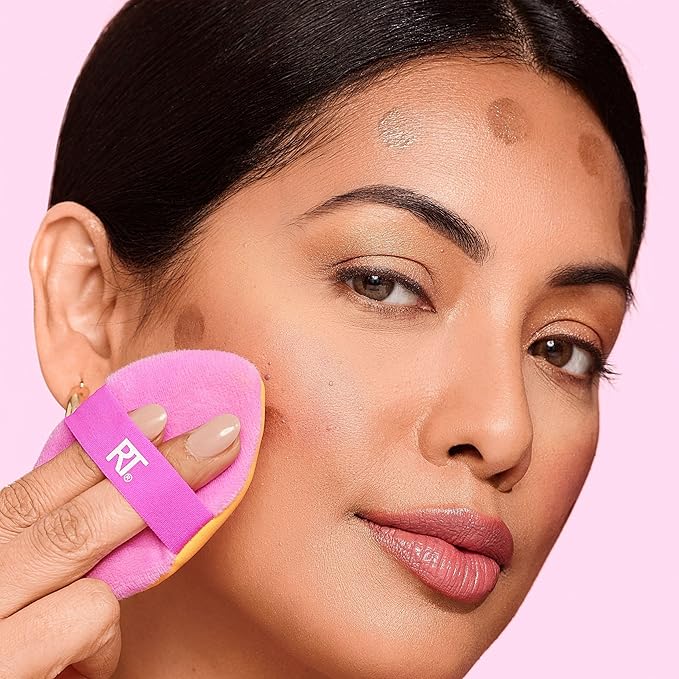 Real Techniques Miracle 2-In-1 Powder Puff 2 Pack, Dual-Sided, Full Size Makeup Blending Puff, Reversible Elastic Band, Makeup Sponge & Powder Puff, For Liquid, Cream & Powder Products, Crulety-Free