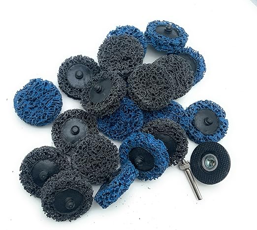 SIGNI Quick Change Poly Strip & Clean Rolok Disc for Rust and Paint Removal on Metal and Wood (2 inch, 10 Black+10 Blue+pad)