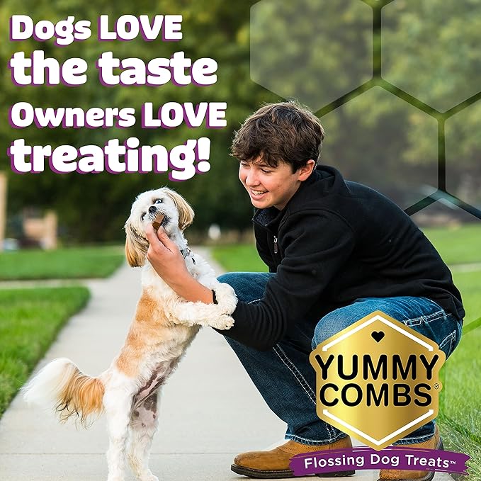 Yummy Combs Dog Dental Treats – Vet VOHC Approved, Removes Tartar & Cleans Teeth – Yummy High Protein Chicken Treat for Large Dogs (Mini Pack, 6 Count)