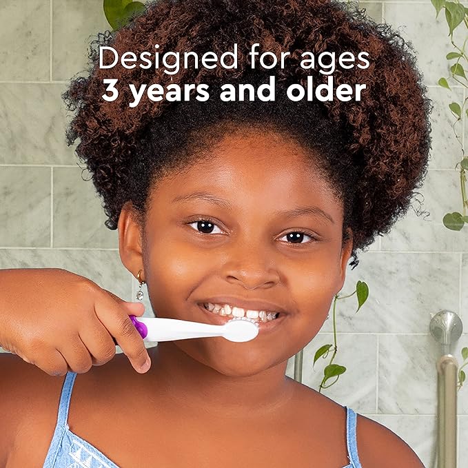 RADIUS Children's Toothbrush, Totz Plus Brush, Extra Soft Bristles, White & Coral/Mint & Grey/Grey & Purple, BPA Free ADA Accepted, for Delicate Teeth & Gums for Children 3 Years & Up, Pack of 3