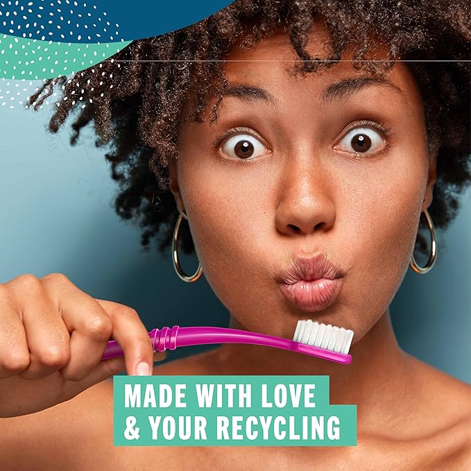 Preserve Eco Friendly Adult Toothbrushes, Made in The USA from Recycled Plastic, Soft Bristles, Paperboard Package, Colors Vary, 6 Count (Soft)