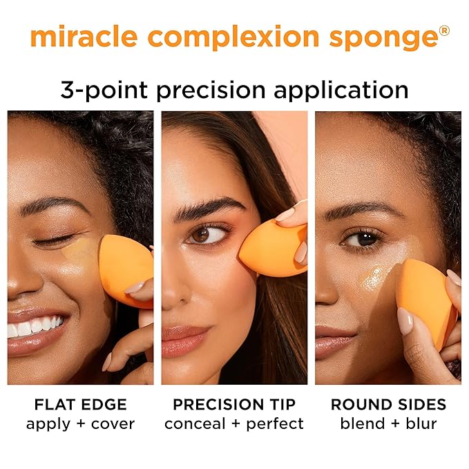 Real Techniques 6 Pack Assorted Makeup Blending Sponges, 3 Miracle Makeup Sponges, For Blending, Baking, And Setting, Use With Foundation & Powder, Dewy or Matte Finish, Cruelty-Free