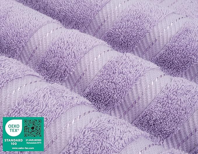American Soft Linen Luxury 6 Piece Towel Set, 2 Bath Towels 2 Hand Towel 2 Washcloths, 600 GSM 100% Cotton Turkish Towels for Bathroom, Lilac Towel Sets