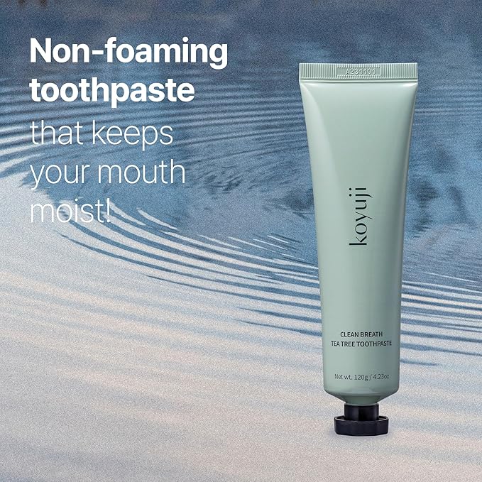 Clean Breath Tea Tree Toothpaste - Natural Toothpaste, Fluoride Free, SLS Free, Foamless, Vegan, Breath Care. Sensitive Teeth, Keep Mouth Moist. (4.23 Fl Oz (Pack of 1), Clean Breath Tea Tree)