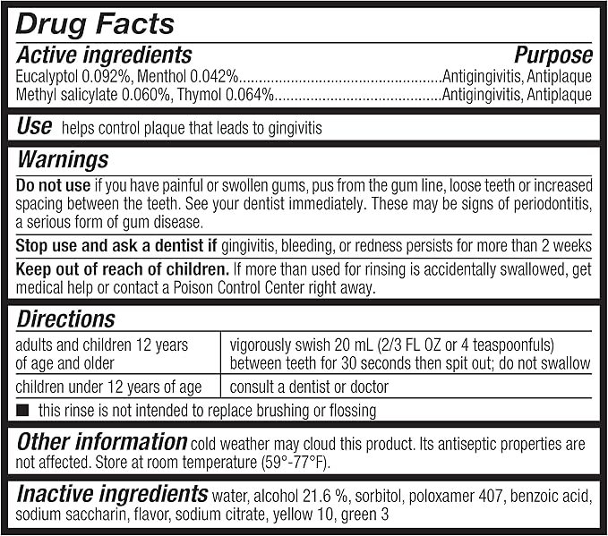 Amazon Basics Antiseptic Mouthwash, Mint, 33.80 Fl Oz, 1 Pack