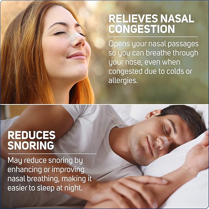 Nasal Strips Extra Strength, Clear, 100 ct | Works Instantly to Improve Sleep, Reduce Snoring, & Relieve Nasal Congestion Due to Colds & Allergies