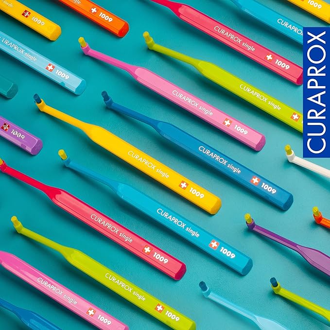 Curaprox CS 1009 Single Toothbrush – Braces, Implants and Isolated Teeth | Ultra-Soft Single Tuft | Targeted Gumline Cleaning