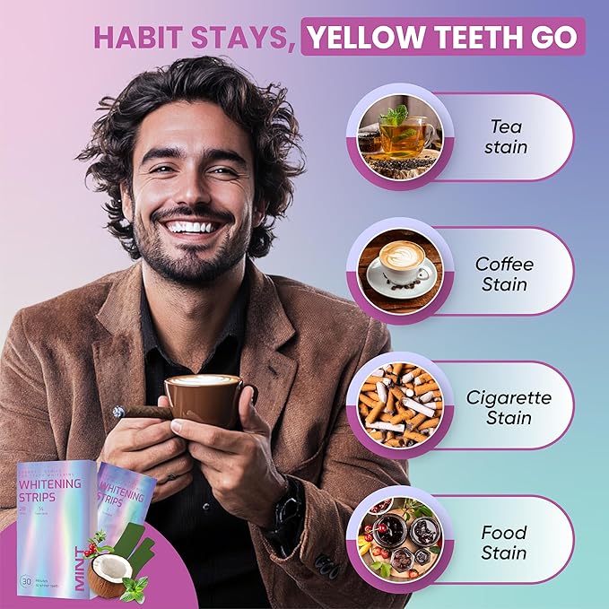 Gentle Teeth Whitening Strips - (28 Stripes) Bleaching Teeth Free of Peroxide for a Radiant Smile - Gentle Tooth whitening