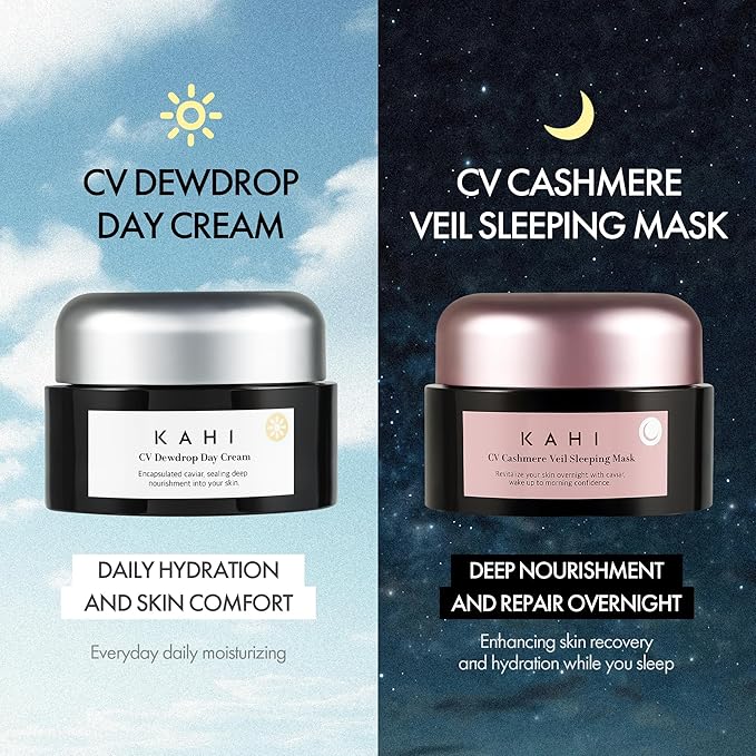 KAHI CV Cashmere Veil Sleeping Mask - Age-Defying Overnight Face Mask with Prestige Beluga Caviar Oil - Tightening & Smoothing Luxury Korean Skincare 1.69 fl oz