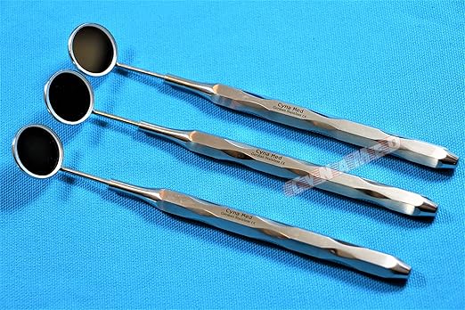 Cynamed Premium German -New Design Hollow Dental Mirror Handle with Replaceable Dental Mouth Mirror #5 Teeth Inspection Cleaning Examination Tool (Set of 3 Each)