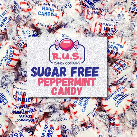 Sugar Free Peppermint Hard Candy Starlight – About 150 Individually Wrapped Breath Mints – Bulk 2 Pound Bag – Refreshing Mint Flavor – Keto Friendly, Diabetic Candy, Gluten Free (2 Pound, Peppermint)