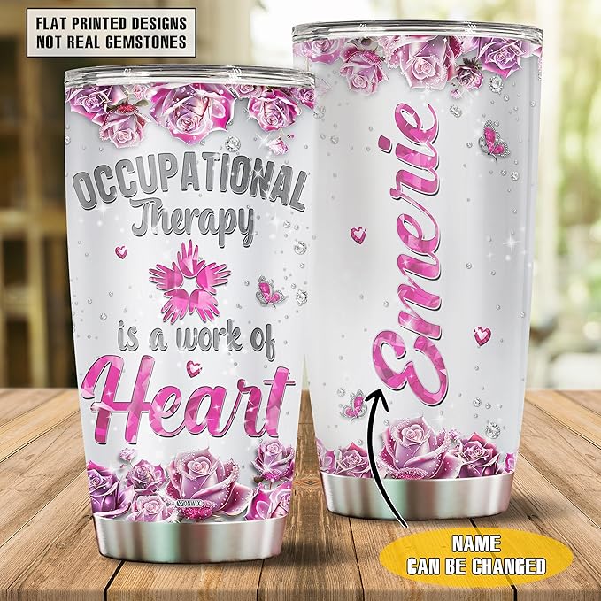 Personalized Occupational Therapist Gifts For Women Wife Daughter Mom Tumbler Coffee Mug Travel Cup Water Bottle Insulated Stainless Steel With Lid 20oz Christmas Birthday Mothers Day Valentine