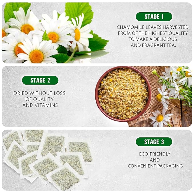 TeaDeam Tea Chamomile Tea Bags | Caffeine-Free & Sleep Time Tea | Chamomile Flowers Aroma - For Relieving Stress | Brew Hot Or Iced | 300 Tea Bags