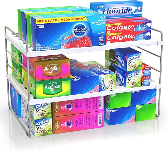 YAN & HIN Kitchen Cabinet Organizer, Expandable Kitchen Aluminum Foil and Plastic Wrap Organizers, Sandwich Storage Bags organizer, bottle storage bag under sink organizer for Pantry Organization