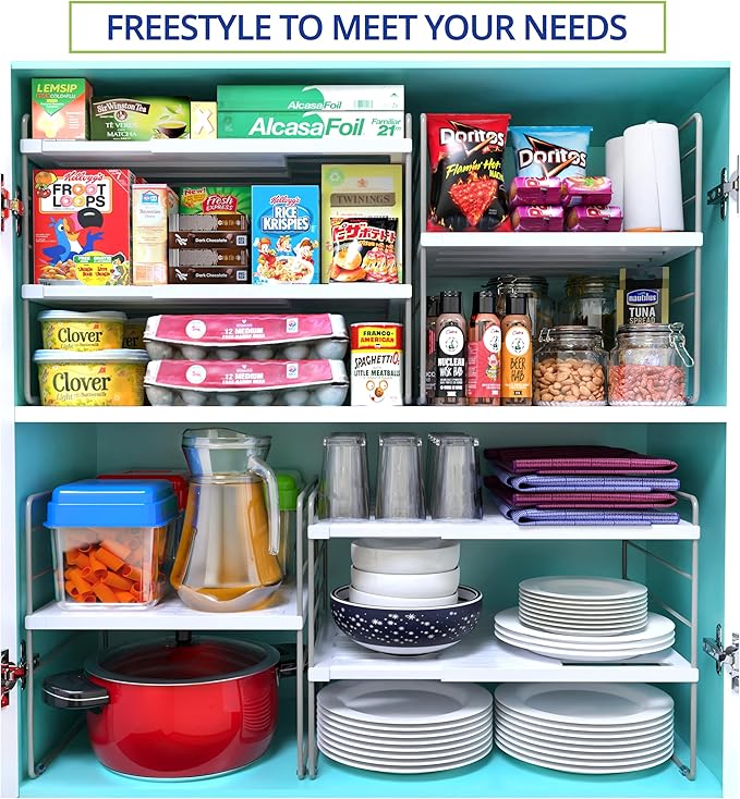 YAN & HIN Kitchen Cabinet Organizer, Expandable Kitchen Aluminum Foil and Plastic Wrap Organizers, Sandwich Storage Bags organizer, bottle storage bag under sink organizer for Pantry Organization