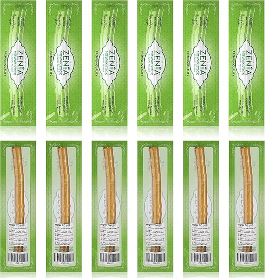 Zenia Sewak Natural Miswak Toothbrush - Vacuum Sealed Natural Flavor Traditional Peelu Toothbrush Stick - for Healthy Gums, Teeth, and Fresher Breath (Pack of 12)