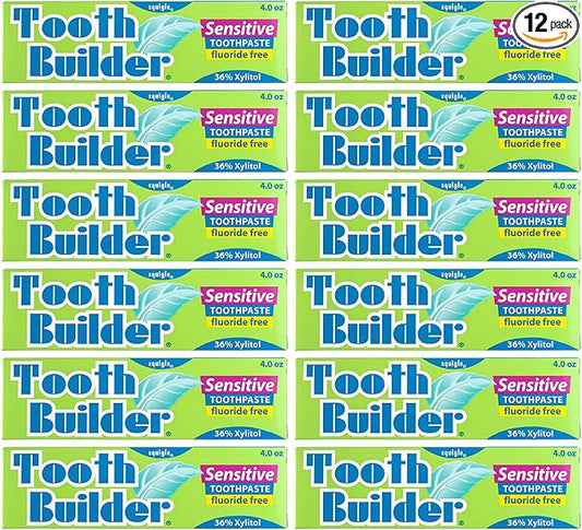 Squigle Tooth Builder SLS Free Toothpaste (Stops Tooth Sensitivity) Prevents Canker Sores, Cavities, Perioral Dermatitis, Bad Breath, Chapped Lips, 4 oz (48 Ounce (Pack of 12), Unflavored)