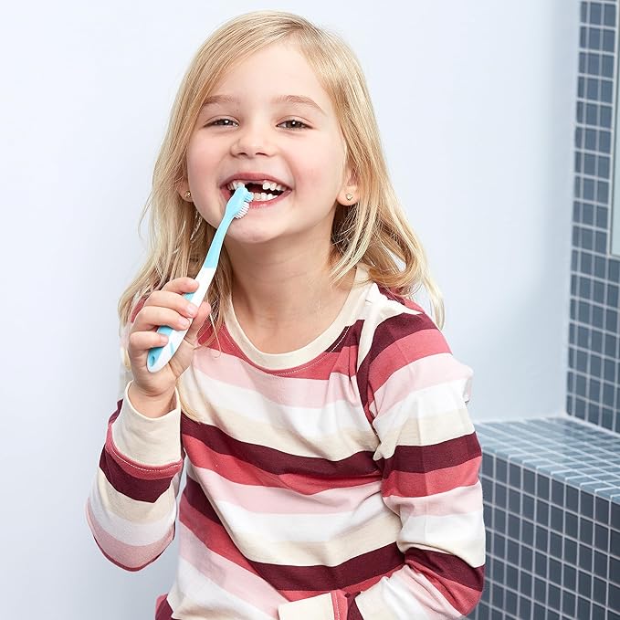 Jordan* Kids Toothbrush | 6-9 Years, Soft Bristles, BPA Free | 4 Pack | Blue & Pink Step 3