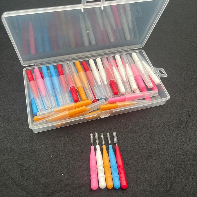 50 Count Interdental Brush,Toothpicks Tooth Flossing Head Oral Dental Hygiene Brush,Teeth Cleaner Dental Floss Stick Tooth Cleaning Tool