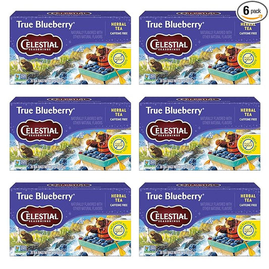 Celestial Seasonings True Blueberry Herbal Tea Bags, Caffeine Free, 20 Bags Box (Pack of 6)