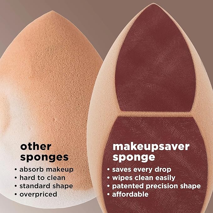Real Techniques Makeupsaver Sponge + Brush Trio, Makeup Blending Sponge & Brushes For Liquid & Cream Foundation, Natural Finish & Reduces Makeup Waste, Cruelty & Latex-Free, 3 Piece Set