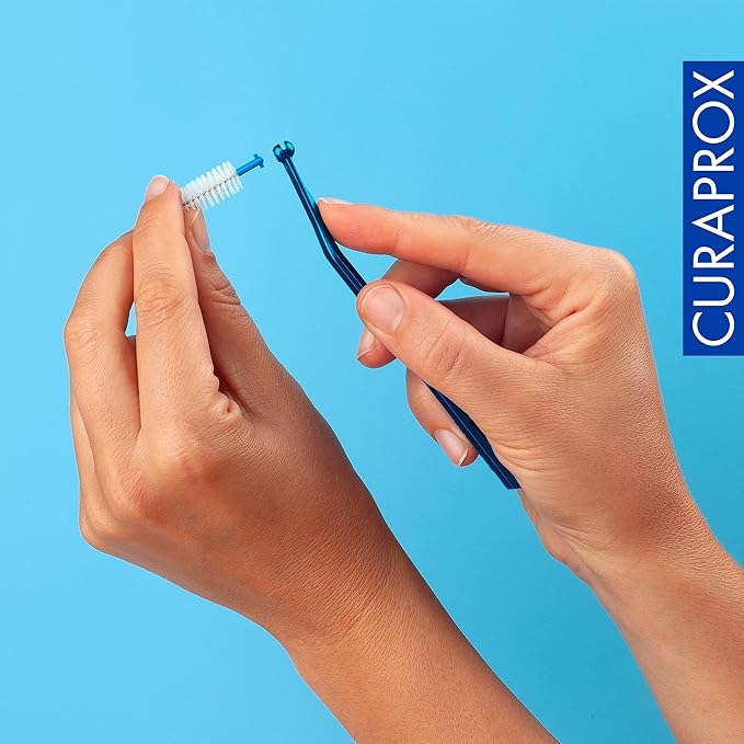 Curaprox Interdental Brush Holder UHS 475 – Blue Steel Handle with Universal Click-System | 1 Piece | Swiss Made